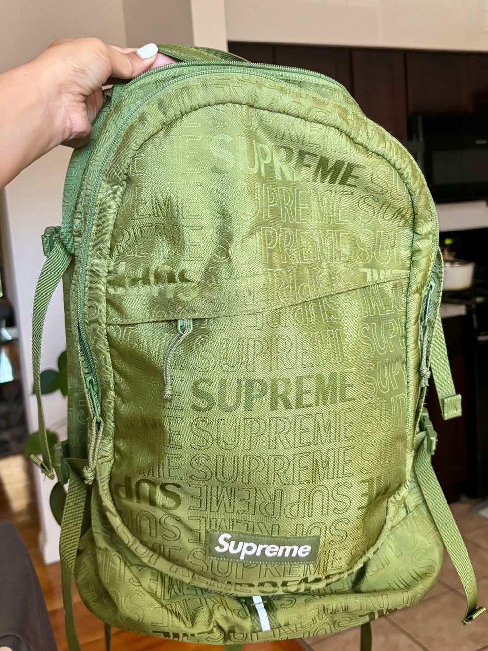 Authentic - Supreme Olive Green Logo Backpack 🎒